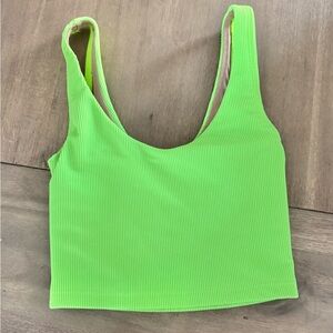 Girls Neon Green Ribbed Tank/Dance Crop Top